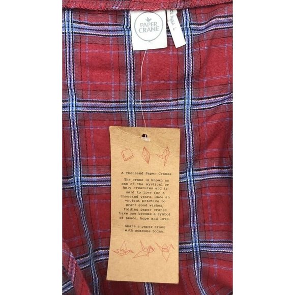 Women's Paper Crane Red and Blue Off Shoulder Tap Size Large NWT - Picture 7 of 7